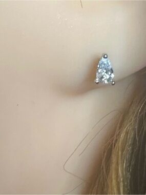 Sparkling Pear Cut Stud Earrings – Cubic Zirconia | Dainty Minimal